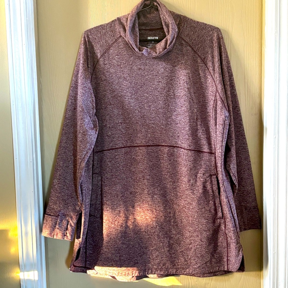 Duluth Trading Heathered Mauve Pullover Tunic Loose Turtleneck